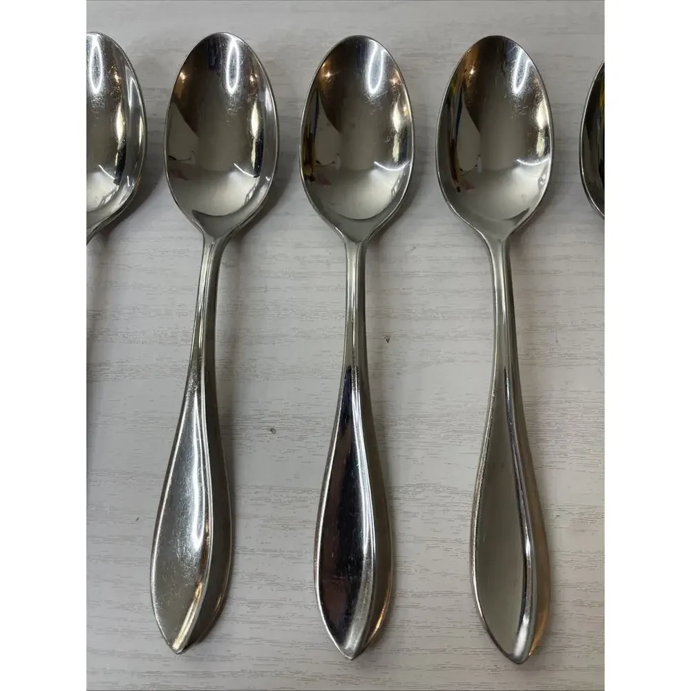 Lot of 8 Cuisinart Carbay Stainless Oval Soup Place Spoons Replacement Flatware